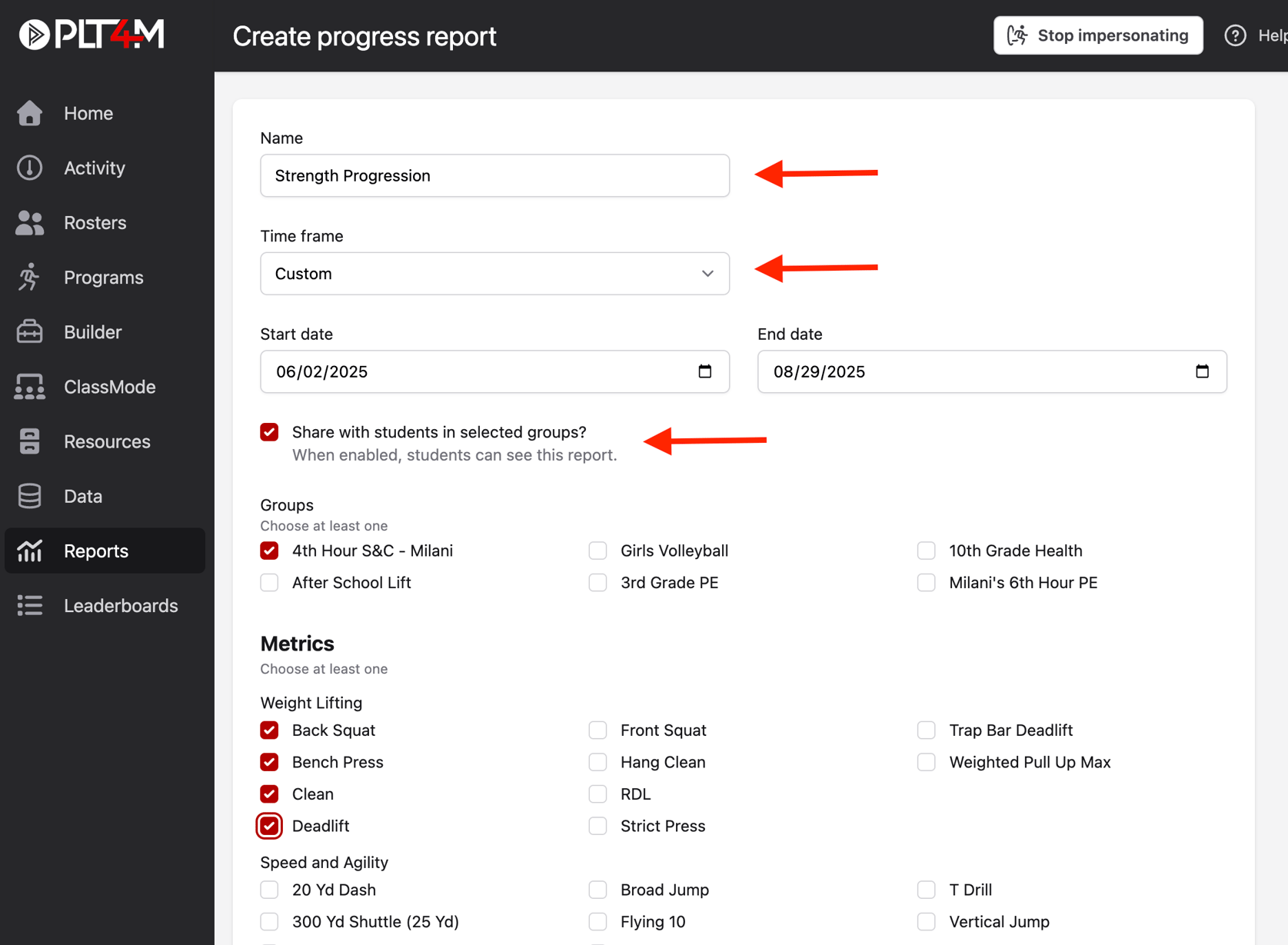 Create a Progress Report