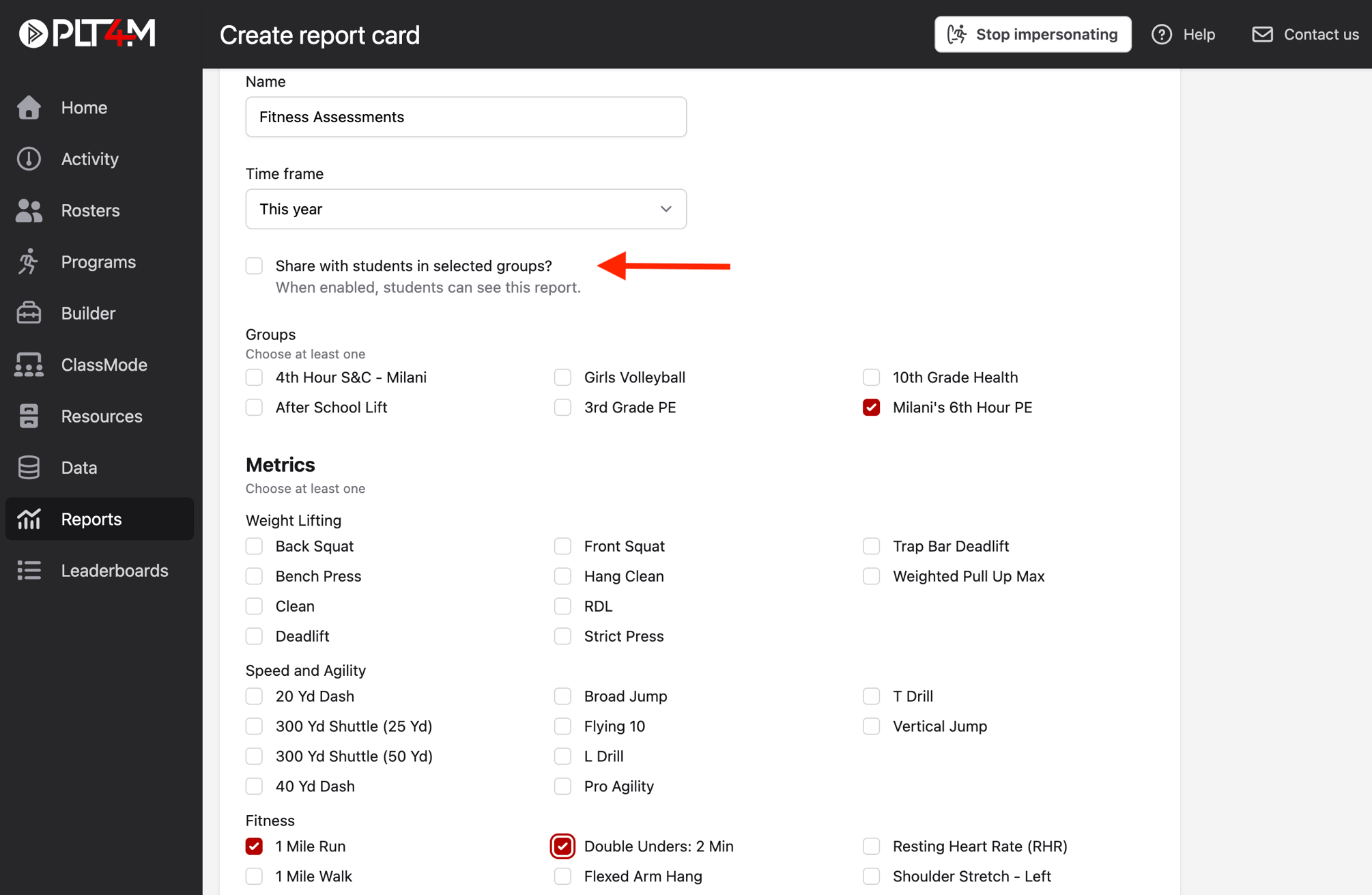 Create a Report Card